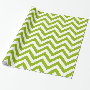 Papier Cadeau Vert pomme blanc XL motif Chevron ZigZag