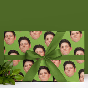 Papier Cadeau vert pour photo visages mignons ou a