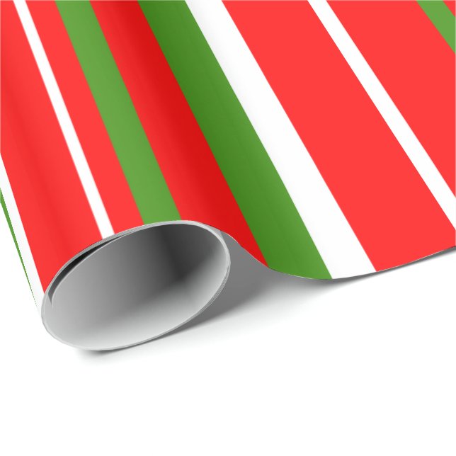 Papier Cadeau Vert, Rouge, Blanc Code-Barres Fête de Noël (Coin rond)