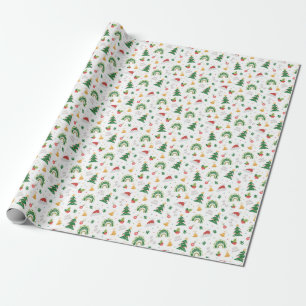 Papier Cadeau Vert Rouge Blanc joyeux Joyeux Noël
