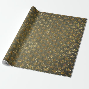 Papier Cadeau Vert royal de confettis d'or de couronne