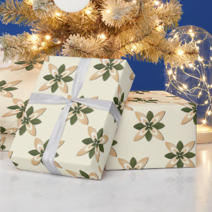 Papier Cadeau Vert sauge élégant et floral géométrique beige 