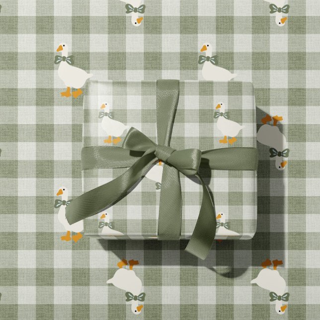 Papier Cadeau Vert sauge Gingham Buffalo Check Linge de Naissanc (Créateur téléchargé)