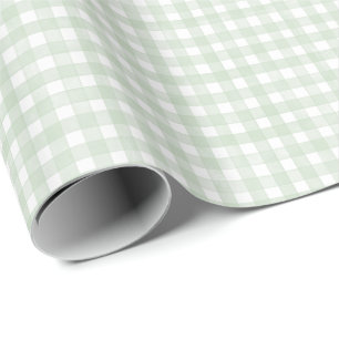 Papier Cadeau Vert Sauge Gingham Classique