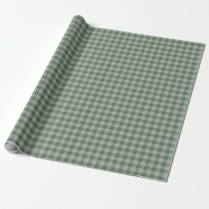 Papier Cadeau Vert sauge Gingham Motif à carreaux doux et terreu
