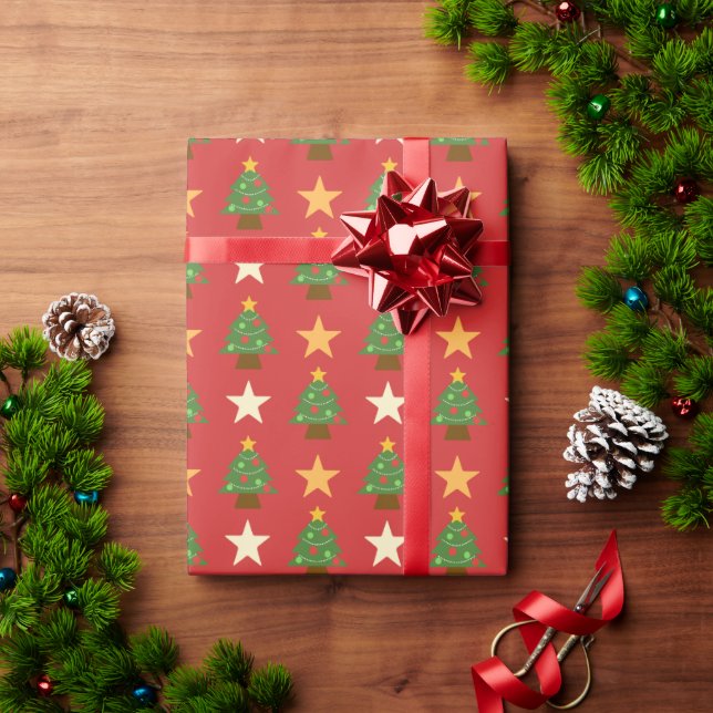 Papier Cadeau Very Merry Starlight Christmas Tree Pattern (Cadeau de vacances)