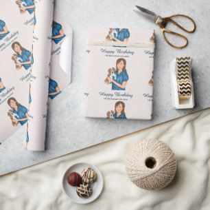 Papier Cadeau Vétérinaire Animal Doctor Vet Et Chiot Anniversair