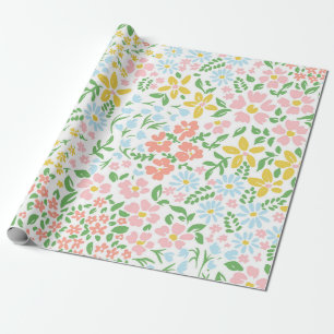 Papier Cadeau Vetor motif coloré floral transparent sur un blanc