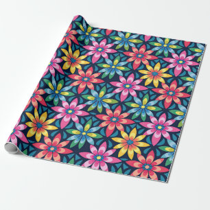Papier Cadeau Vibe Mod Daisies vintage 60s Imprimé