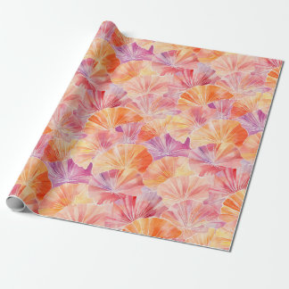 Papier Cadeau Vibes coucher de soleil Motif de ventilateur rose
