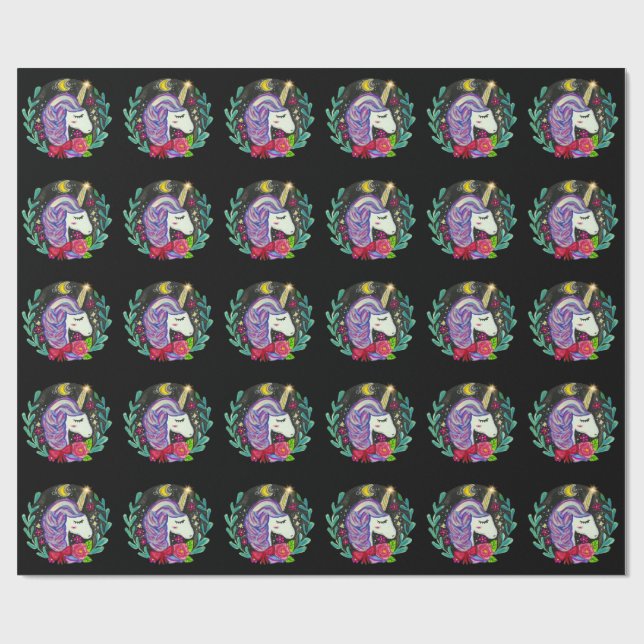 Papier Cadeau Vibes de Licorne Magique  (Plat)