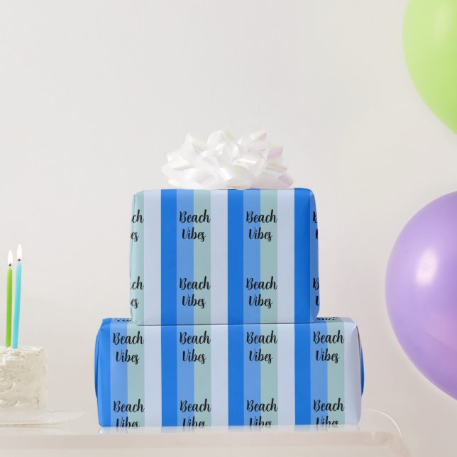 Papier Cadeau Vibes De Plage, Bleues (Cadeaux de fête)