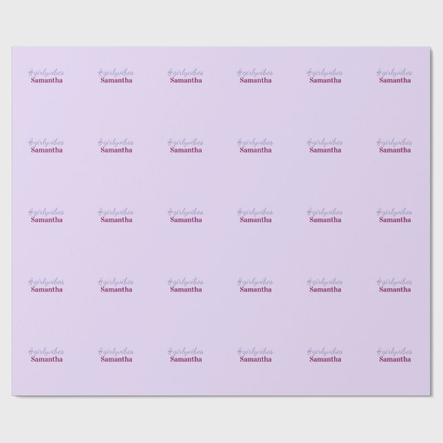 Papier Cadeau vibes féminines hashtag rose violet clair (Plat)