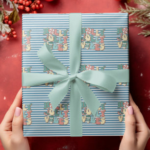 Papier Cadeau Vibes Joyeuses de Noël Rétro