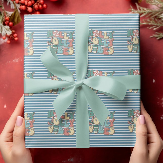 Papier Cadeau Vibes Joyeuses de Noël Rétro (Créateur téléchargé)