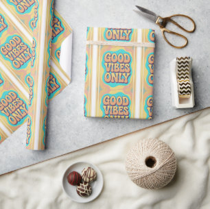 Papier Cadeau Vibes positives uniquement style rétro funky