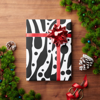 Papier Cadeau Vibes Zebra avec points de brosse coups et points