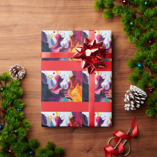 Papier Cadeau Vibrant Abstract Fantasy Landscape