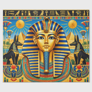 Papier Cadeau Vibrant Ancien Égyptien Pharaonique avec Anubis