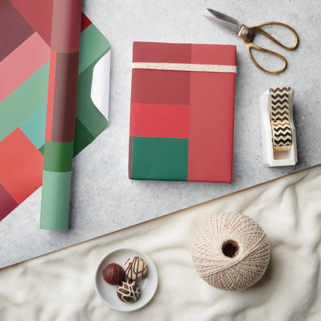 Papier Cadeau Vibrant Bloque de Couleurs Moderne Noël Fêtes (Artisanat)