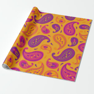 Papier Cadeau Vibrant Indien Diwali Paisley Festif