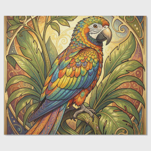 Papier Cadeau Vibrant perroquet arc-en-ciel Art nouveau