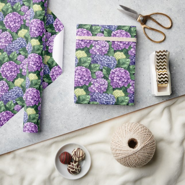 Papier Cadeau Vibrant Purple Floral Pattern (Artisanat)