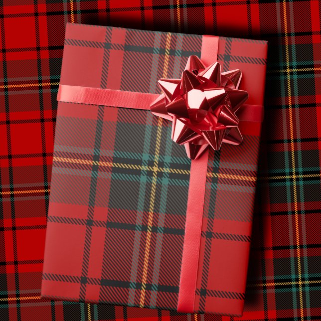 Papier Cadeau Vibrant Red and Black Scottish Tartan Plaid (Créateur téléchargé)