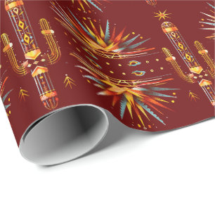 Papier Cadeau Vibrant Sunburst Motif Sud-Ouest