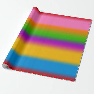 Papier Cadeau Vibrantes rayures dégradées arc-en-ciel multicolor