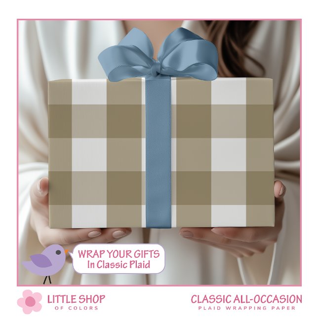 Papier Cadeau Vichy beige classique (Créateur téléchargé)