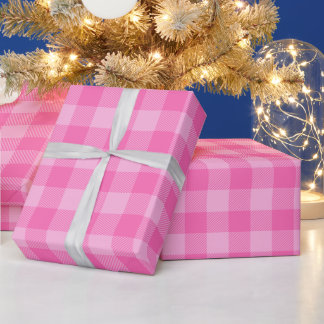Papier Cadeau Vichy rose vif Buffalo à carreaux