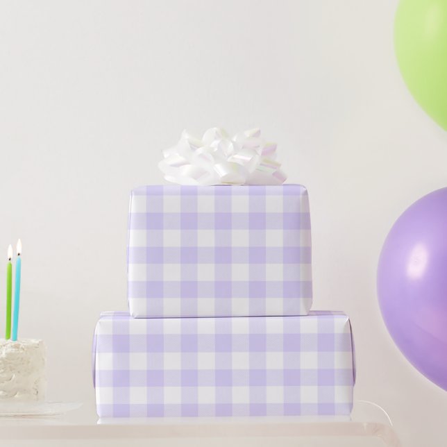 Papier Cadeau Vichy violet pastel (Cadeaux de fête)
