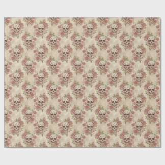 Papier Cadeau Victorian Gothic Skull & Rose Wrapping Paper
