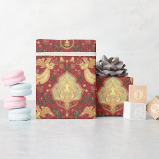 Papier Cadeau Victorian Nativity Angels Christmas Wrapping Paper