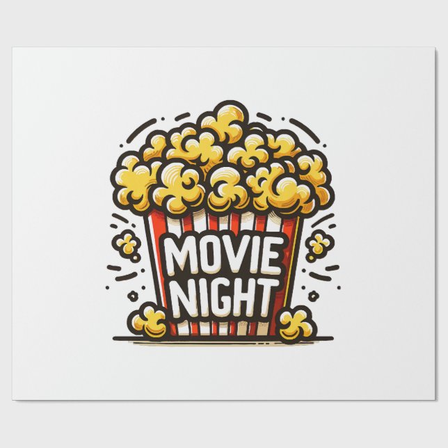 Papier Cadeau Vidéo Night Delight Jouer Popcorn (Plat)