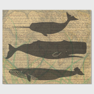 Papier Cadeau  Vieille Baleine Nautilique Vieille Océan Vie Mari
