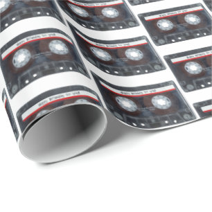 Papier Cadeau Vieille Cassette avec Joyeux texte d'anniversaire