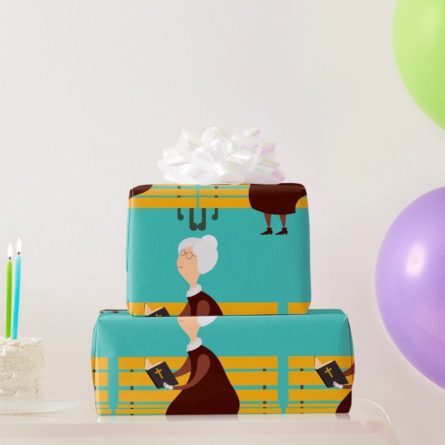 Papier Cadeau Vieille Femme Lectant La Bible (Créateur téléchargé)