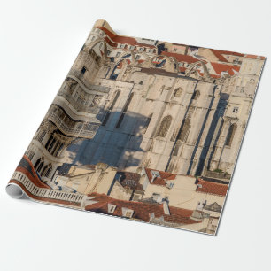 Papier Cadeau Vieille ville de Lisbonne avec vue tour et ruine d