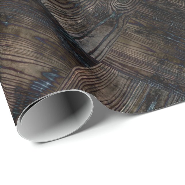 Papier Cadeau Vieilles planches, vieux bois, bois vieilli, bois (Coin rond)