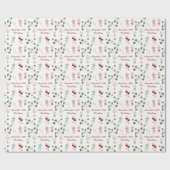 Papier Cadeau Vieillir comme un grand vin (Plat)