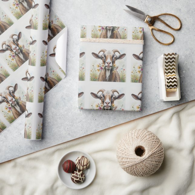 Papier Cadeau Vielle chèvre aux fleurs Amusante nouveauté Animau (Artisanat)