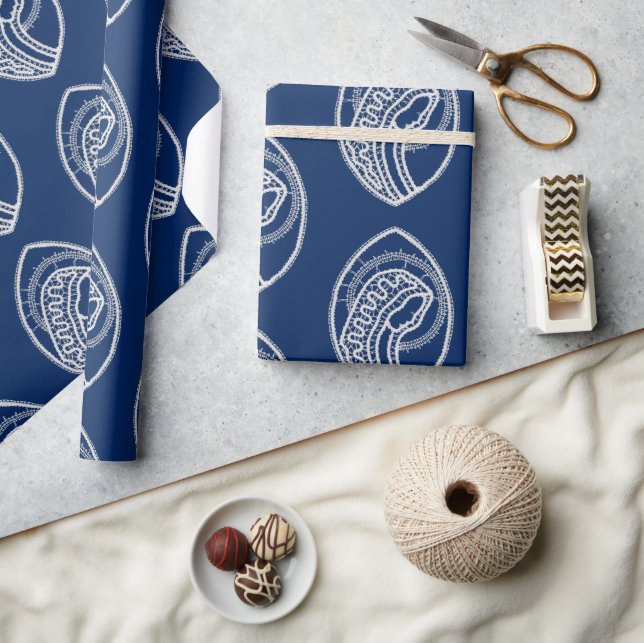 Papier Cadeau Vierge Marie, dentelle blanche, bleu marine (Artisanat)