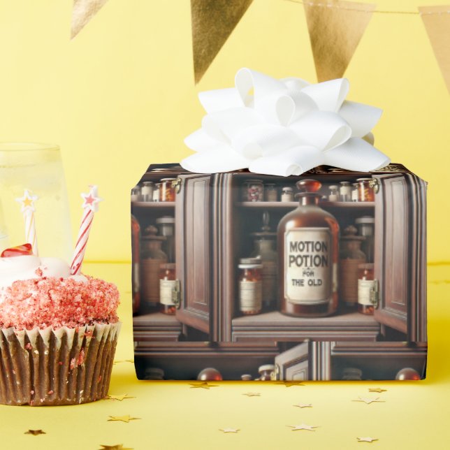 Papier Cadeau Vieux flacon de potion dans un cabinet médical (Fête d'anniversaire)