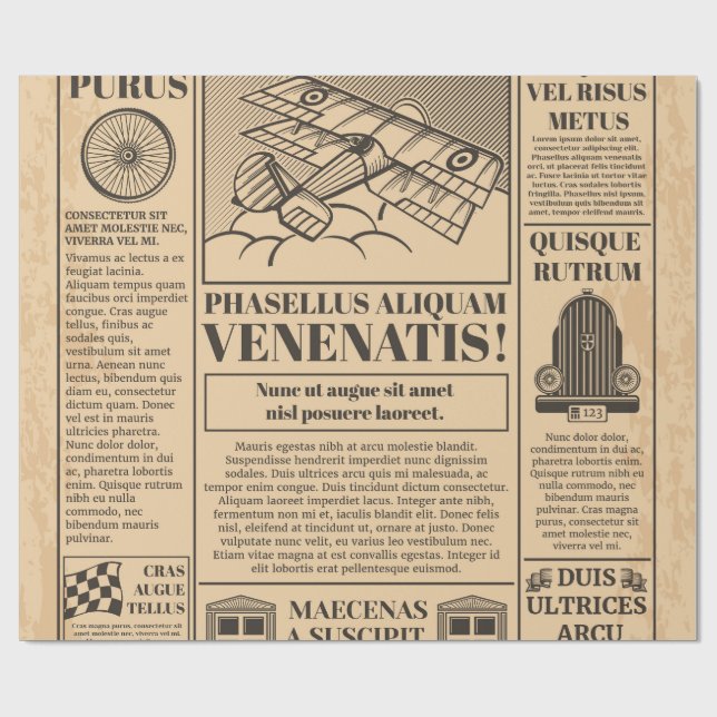 Papier Cadeau vieux journal (Plat)