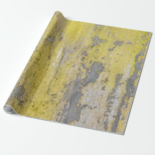 Papier Cadeau Vieux mur en béton gris avec peinture jaune écaill
