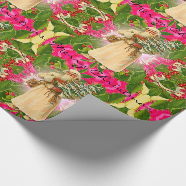 Papier Cadeau Vieux Père Noël du victorien passé (Coin)