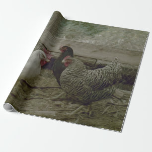 Papier Cadeau Vieux poulet Vintage de la campagne de Barnyard