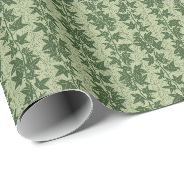 Papier Cadeau Vignes d'Hérida - vert botanique D_L motif. (Coin rond)